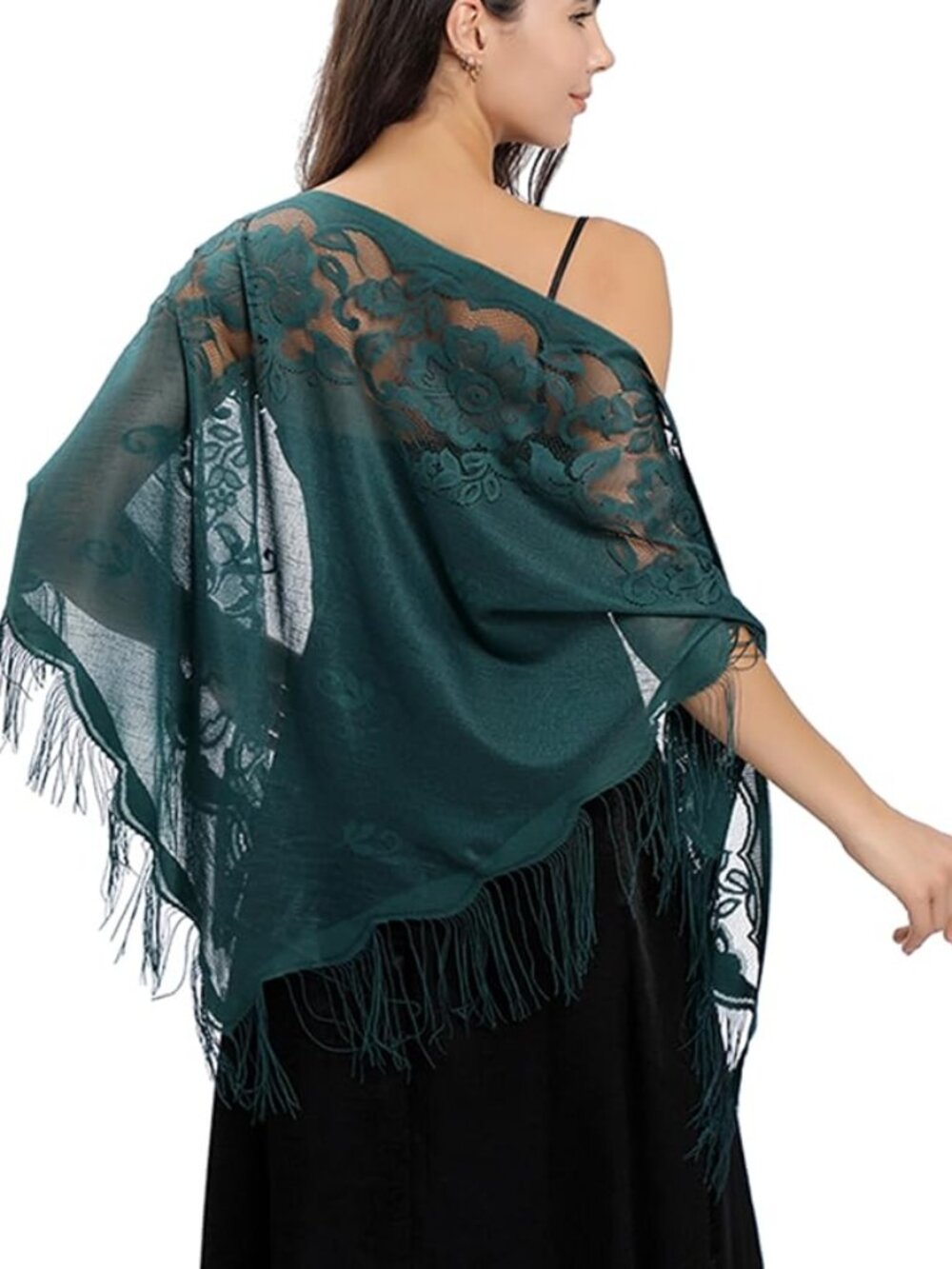 Women’s Lace Crochet Triangle Shawl Evening Wrap Formal Wedding Bridal Prom